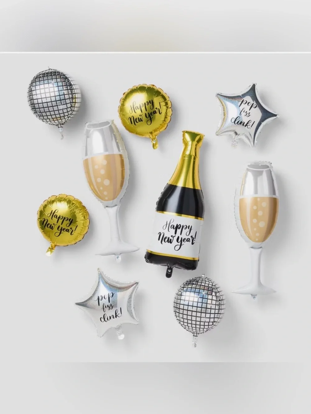 9ct New Years Eve Pre-Inflated Helium Foil Balloon Bundle x2